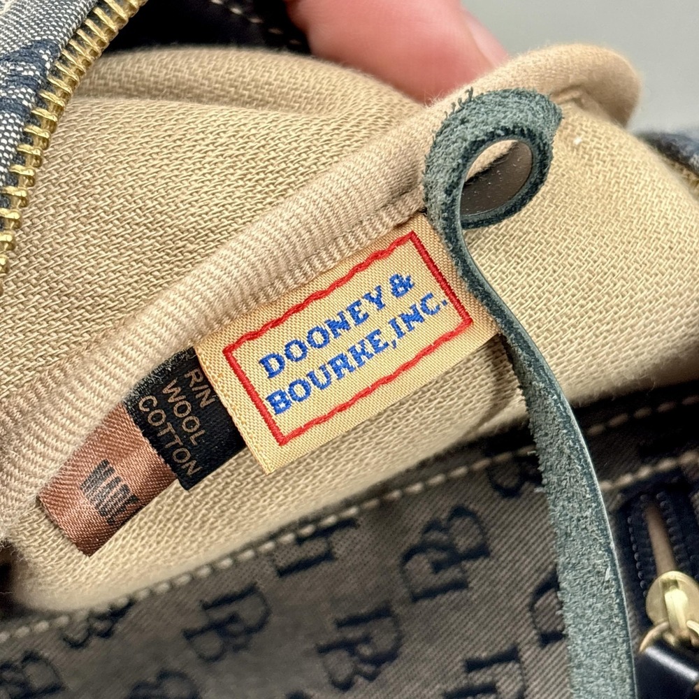 Dooney & Bourke Shoulder Bag Womens Medium Gray Monogram Canvas Leather Zip - Picture 10 of 12